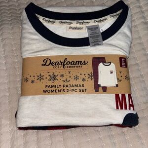Dearfoams Mama Pajamas Set - White and Red size Small  (4-6)